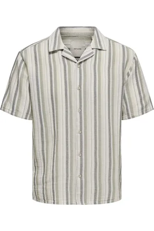Only & Sons Onstrev life reg stripe ss shirt no 22025659 seagrass