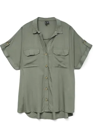 VERO MODA Vmbumpy ss shirt wvn ga noos olijf