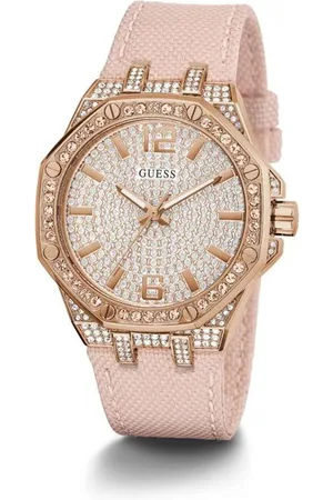 Guess Multicolor leren horloge met roze accenten