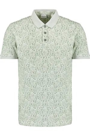 No Excess Polo pique allover printed with linen dessin