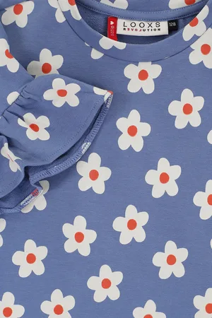 LOOXS Revolution Mouwloze sweater blue flowerbomb voor meisjes in de kleur