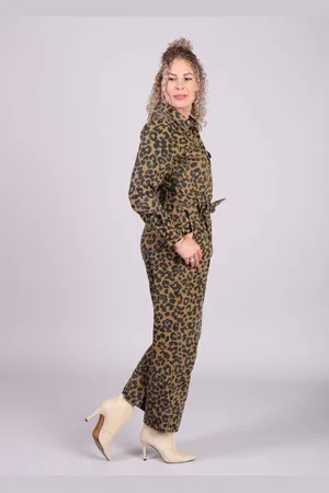 FRNCH Adelice jumpsuit denim luipaard