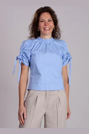 Co`Couture Diviacc puff ss blouse gestreept