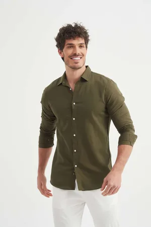 William De Faye Linnen shirt kaki