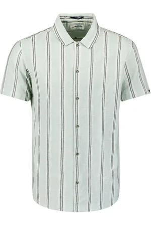 No Excess Shirt short lseeve bobby vertical stripe with linen dessin