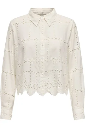 JACQUELINE DE YONG Jojo l/s anglaise shirt wvn 15347247 cloud dancer