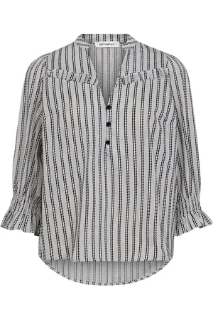 Co`Couture Noracc frill ss blouse white black