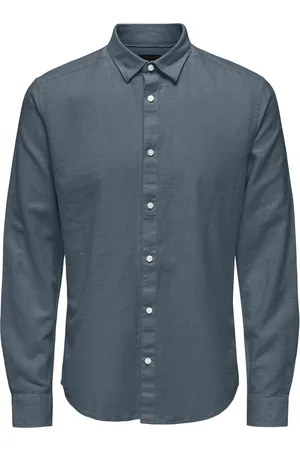 Only & Sons Onscaiden life ls solid linen shirt 22012321 stormy weather