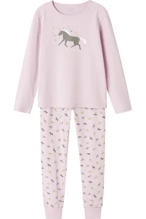 NAME IT Meisjes lange pyjama set nkfnightset paarden print