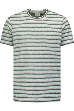 No Excess T-shirt korte mouw ronde hals met streep aqua