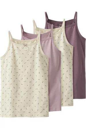 NAME IT Meisjes hemd top nkfstrap 4-pack effen/print multicolor