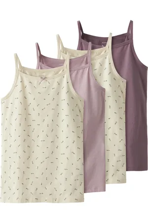 NAME IT Meisjes hemd top nkfstrap 4-pack effen/print multicolor