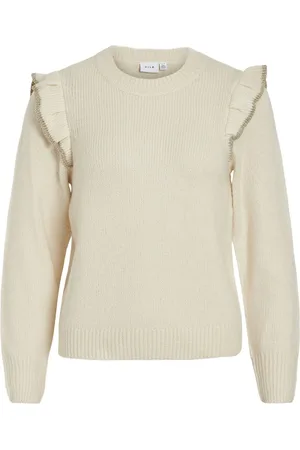 VILA Vinanzy ls o-neck flounce beige