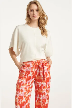 Smashed Lemon 25103 off- loose knitted top met 3/4 kimono mouwen