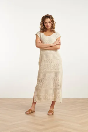 Smashed Lemon 25214 off crochet midi jurk |