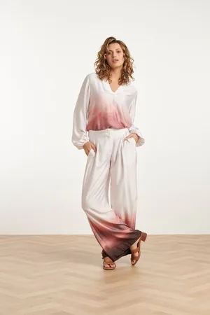 Smashed Lemon 25018 wide leg broekvintage mauve ombre | off white-old