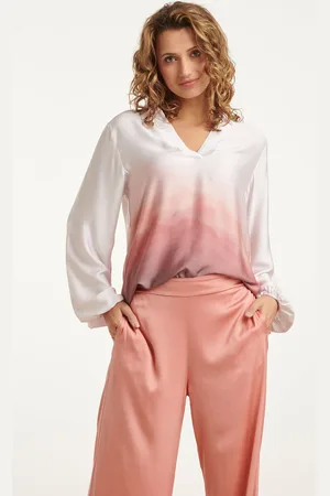 Smashed Lemon 25020 top met kraagvintage mauve ombre print | off