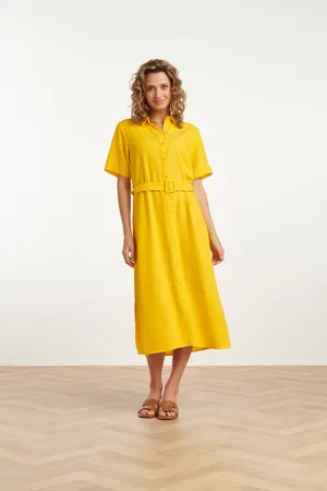Smashed Lemon 25150 linnen midi shirtjurk |