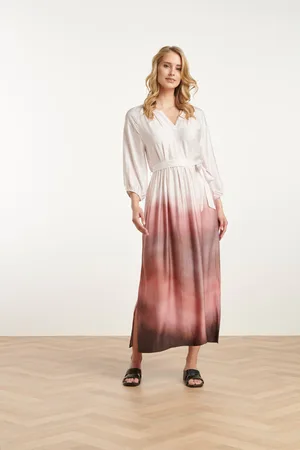 Smashed Lemon 25021 maxi jurk met vintage mauve ombre print | off