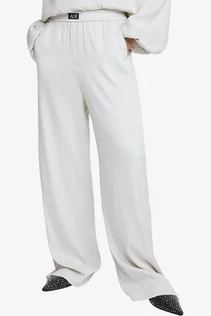 Alix the label Dames broek wide leg satin champagne