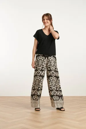 Smashed Lemon 25089 e te satijnen ornamentele geprinte broek |