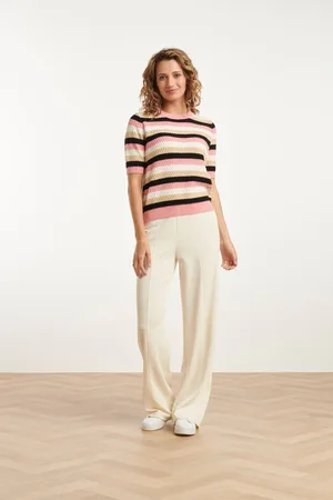 Smashed Lemon 25140 wide straight leg stretch broek |