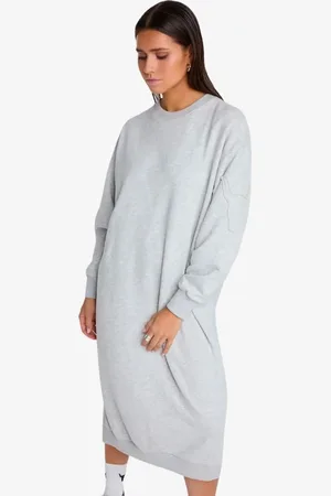 Alix the label Dames jurk midi sweat dress light grey melange