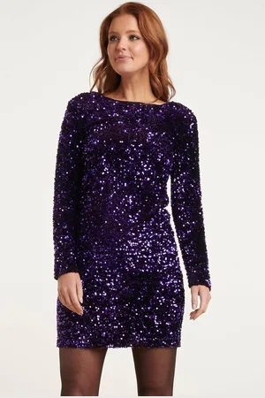 Smashed Lemon 24770 paarse paillettenjurk |