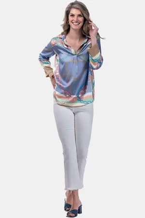 MUCHO GUSTO ® blouse livorno ketting hart blauw elegantie