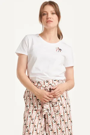 Smashed Lemon 25230 te katoenen t-shirt met palmprintmauve e hues |
