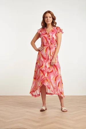 Smashed Lemon 24409 chiffon zomerjurk met abstracte schilderprint |