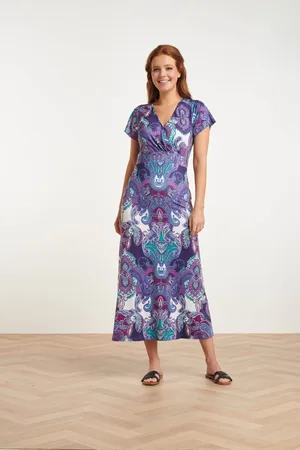 Smashed Lemon 24423 stretch zomerjurk met ornamentprint |