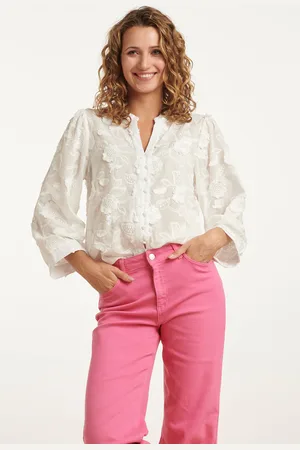Smashed Lemon 25138 witte 3d bloemenblouse
