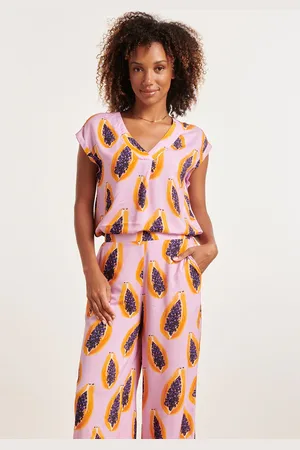 Smashed Lemon 24328 lilae papaya print top |