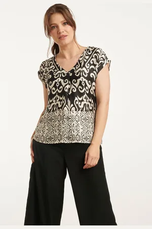 Smashed Lemon 25088 -te satijnen top met ornamentenprint |