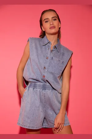 Studio Amaya Storm top denim strass