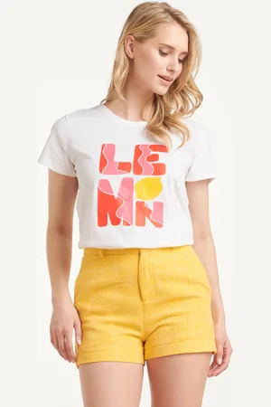 Smashed Lemon 25232 te katoenen t-shirt met lemon print, |