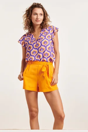 Smashed Lemon 24338 v-hals retro bedrukte top |