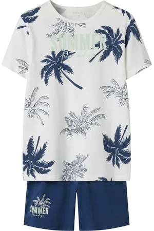 NAME IT Jongens korte pyjama set shortama nkmnightset palmbomen