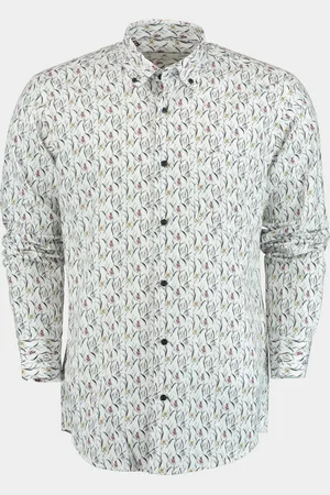 Bos Bright Blue Casual hemd lange mouw grass with flowers 28125/v03