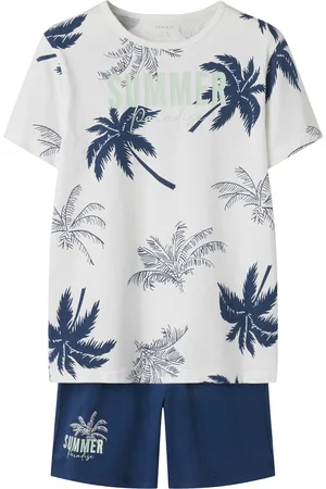 NAME IT Jongens korte pyjama set shortama nkmnightset palmbomen