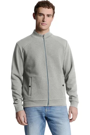 No Excess Sweater full zipper jacquard mix grey melange