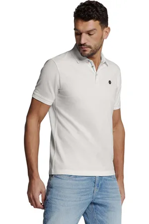 No Excess Polo pique garment dyed white