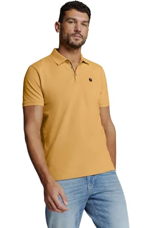 No Excess Polo pique garment dyed yellow