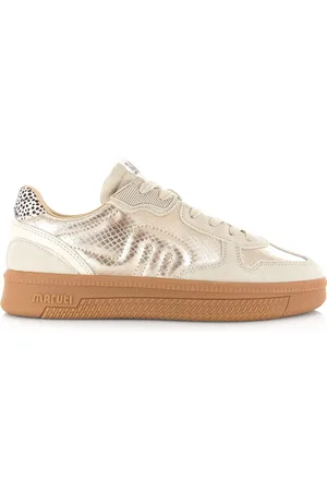 Maruti Yale suede taupe gold sneakers lage sneakers dames