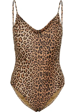 Pieces® Dames badpak pcbaomi ronde hals panterprint