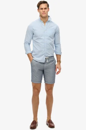 Superdry M7110455a merchant linen short jkc navy stripe