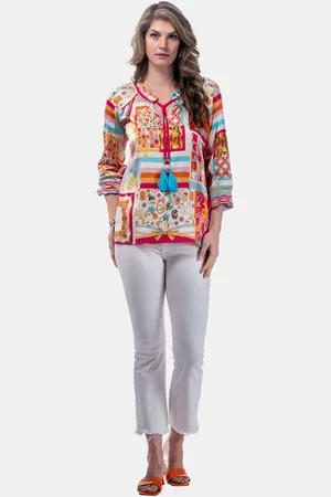 MUCHO GUSTO ® blouse milano oranje roze patchwork