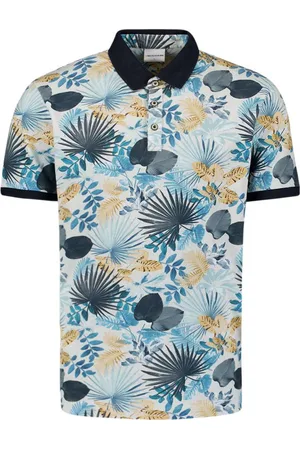 No Excess Polo pique allover printed blue
