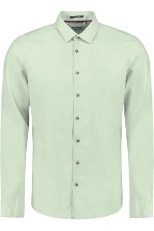 No Excess Shirt solid with linen mint
